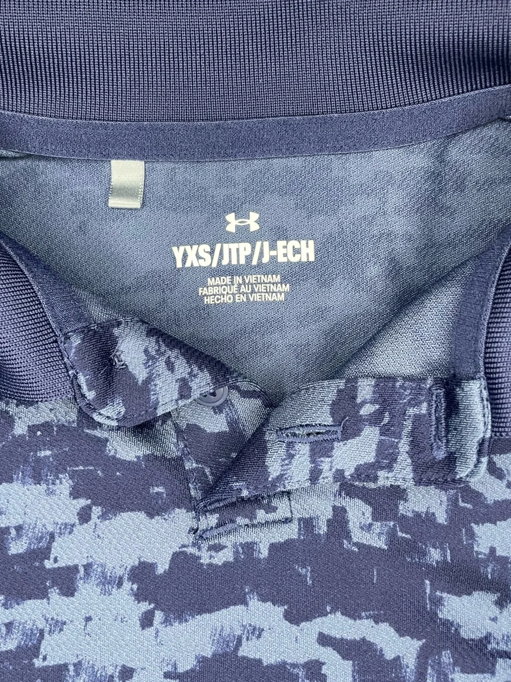 Under Armour Boys' Blue Camo Print Polo Shirt-XS